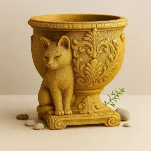 Golden Cat Flower Pot