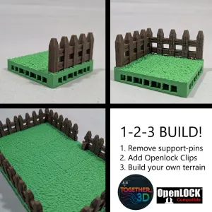 Wooden fence on grass tile - OPENLock system