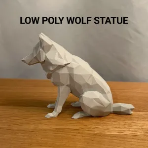 Low Poly Wolf Statue