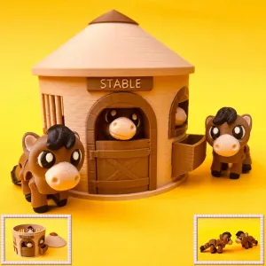 Flexi Horse And Stable House Box : Articulated Farm Animal