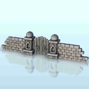 Destroyed stone wall with gate (2) - miniatures warhammer fi