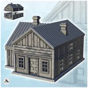 Stone and wood house with two chimneys - Terrain USSR WW2
