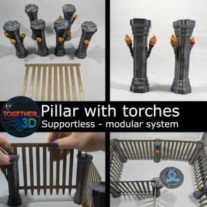 Pillar with flames - modular supportless building system