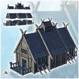 Large Viking building with double entrance and railings (5)