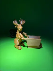 Moose with a wheelbarrow