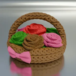 knitted flower basket (cute)