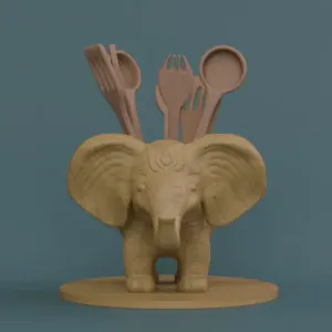 Elephant Kitchen Utensil Holder With Hieroglyphs