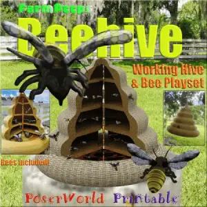 FarmPeeps Beehive Honeybee Playset and Native Bee Skep