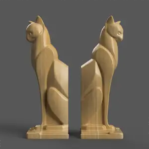 Elegant Cat Bookends 3D Model – STL File for Decoration