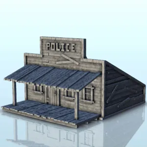 Police station with sloped roof (4) - miniatures figure scen