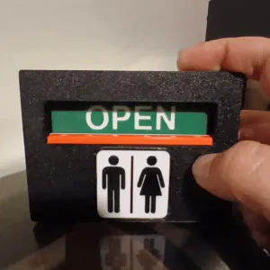 Restroom In Use/Open Sign – Magnetic Slide Mechanism