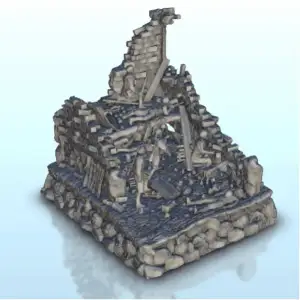 Ruin of house with Russian world war defenders - terrain WW2