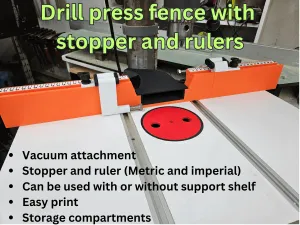 DRILL PRESS FENCE WITH STOP AND RULERS