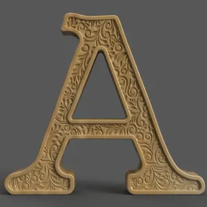 Elegant Letter A 3D Model – Decorative Alphabet STL File