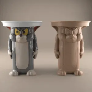 Funny Tom Cat Table STL candy container candle holder