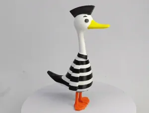Striped Duck – Multi-color Print with Hand-Painted Details