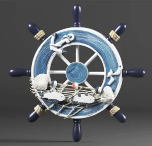 Nautical Boat Steering Rudder Ornament Wooden Rudder Wall De