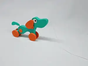 Children's pull-along toy - Multi-part posable-dog