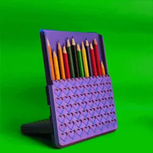 hearts pencil case (print in place) 12 pencils