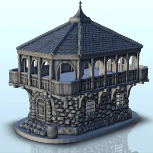 Fancy stone tower with wooden floor and pointed roof (8) - m