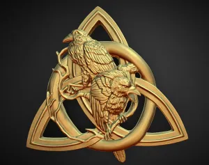 Norse Rune raven carving decoration