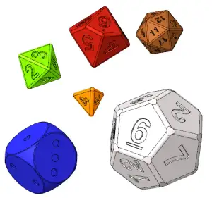 Dice 4, 6, 8, 10, 12, 20 sides