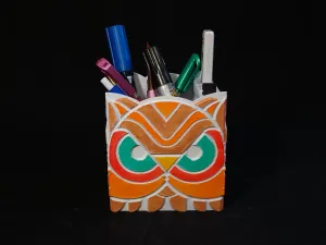 Owl Pen Holder Multicolor – Decorative Desktop Organizer