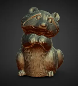 beggin baby racoon statue
