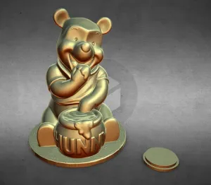 winnie the pooh bank and statue