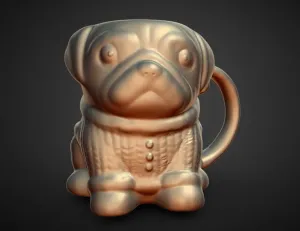 PUG in a winter sweater coffee mug