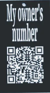 Barcode tag for pets with the owner's number