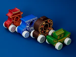 Modular Traditional Chinese Toy Cars | 4 Unique Designs