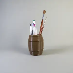 Wooden Beer Barrel Pen Holder