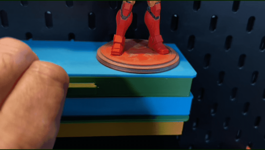 sliding shelf and storage boxes for skadis boards