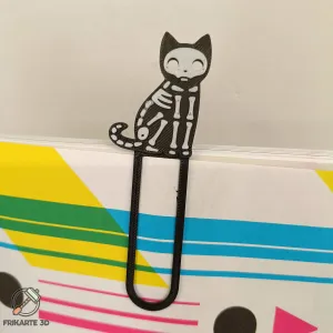 Halloween Skeleton Cat Bookmark - Spooky Page Marker