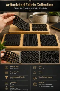 Flexi Fabric Collection 1 – 5 Flexible STL Models