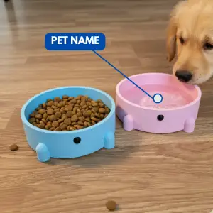 Customizable Puppy-Shaped Dog Bowl
