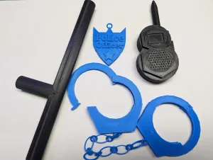 Police Toy Set, Costume Props-Handcuffs, Baton, Badge, Radio