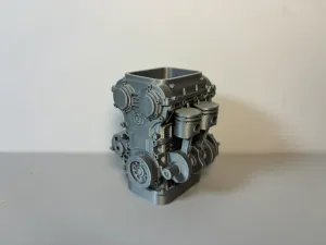 Engine shaped pen holder storage bin