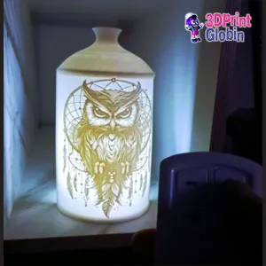 ATRAPASUEÑOS BUHO LUZ NOCTURNA LITOFANIA