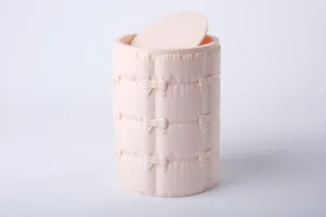 Bow Puffer Trash Can with Quilted Texture