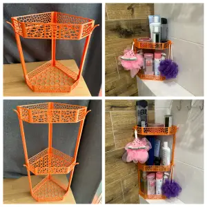 Corner modular bath shelf