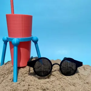 Beach Essentials – Sunglasses, Cup, Cup-Holder and Stand