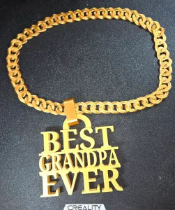 BEST GRANDPA EVER BLING GOLD CHAIN & PENDANT SUPERSTAR AWARD