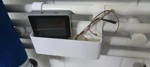 Bathroom heater shelves.