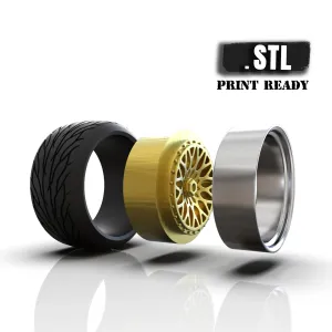 Wheel Scale 1/24 ready to print STL File 3d printing car