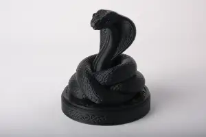 Black Cobra Snake Figurine - Gothic Serpent Statue