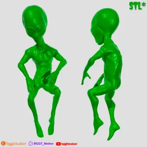 GREEN ALIEN UFO 3D PRINT FIGURE Alien in Jar ART