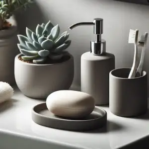 Soap Dish & Toothbrush Holder Set with Fuzzy Skin