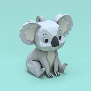 Low poly koala keychain